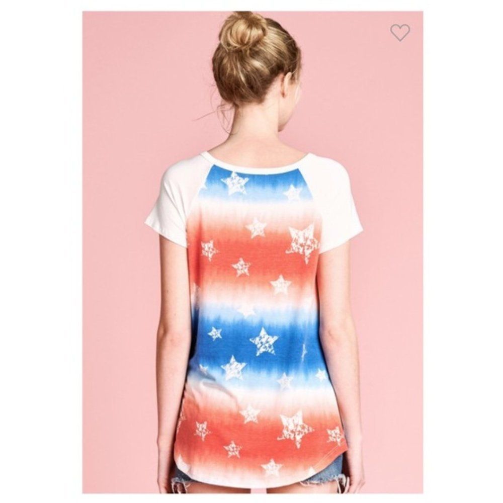 Oddy Red, White & Blue Tie Dye Top - Picture 4 of 5